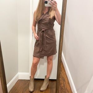 NEW Sincerely Jules Brown Suede Dress with Belt - size small